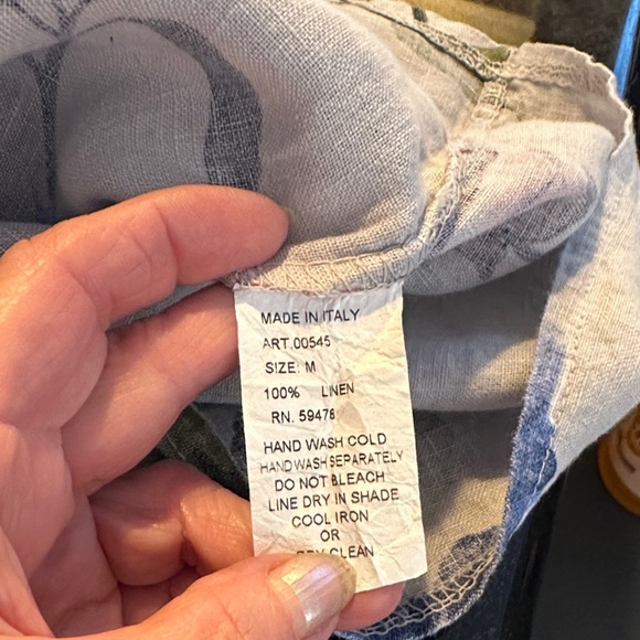 Laura Bianchi Made in Italy 100% Linen Floral Print Women's Top - Picture 10 of 10